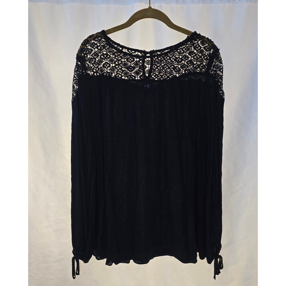 Black Crochet Long Sleeve Blouse Mossimo Large